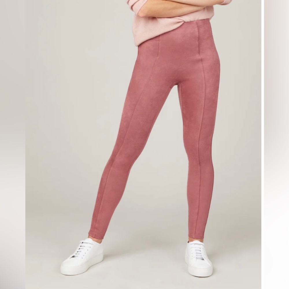 Spanx Faux Suede Leggings Rich Rose Size XS